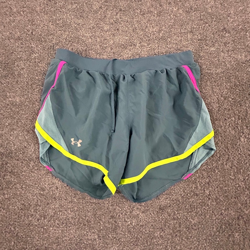 Under Armour Shorts Womens Size Small Teal HeatGear Running Athletic Mesh Trim